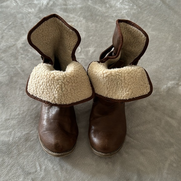 Y2K Maurice’s brown  leather fur ankle boots - Picture 5 of 6